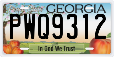 GA license plate PWQ9312