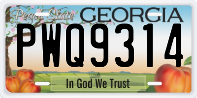 GA license plate PWQ9314