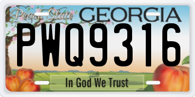 GA license plate PWQ9316