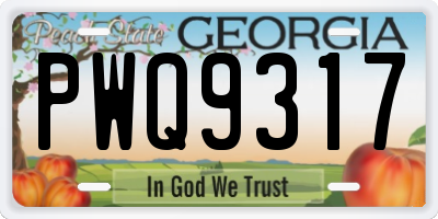 GA license plate PWQ9317