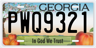 GA license plate PWQ9321