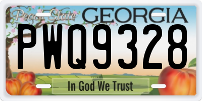 GA license plate PWQ9328