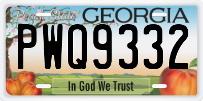 GA license plate PWQ9332