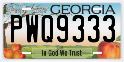 GA license plate PWQ9333