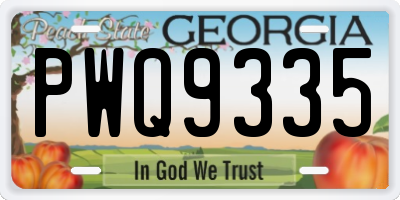 GA license plate PWQ9335