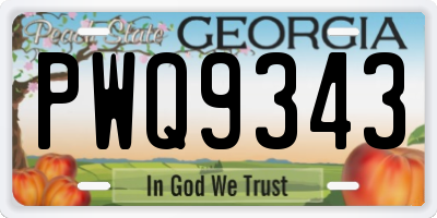 GA license plate PWQ9343