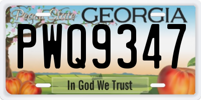 GA license plate PWQ9347