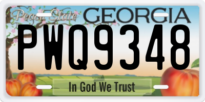 GA license plate PWQ9348