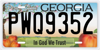 GA license plate PWQ9352