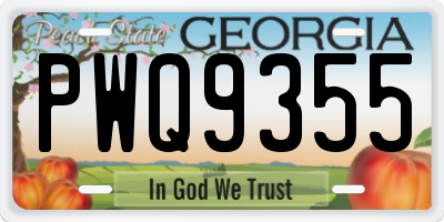 GA license plate PWQ9355