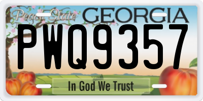 GA license plate PWQ9357