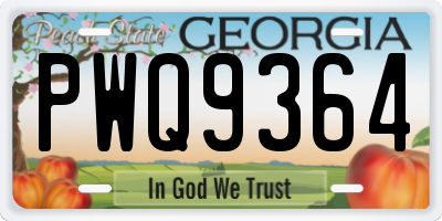 GA license plate PWQ9364