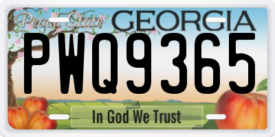 GA license plate PWQ9365
