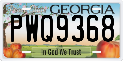 GA license plate PWQ9368