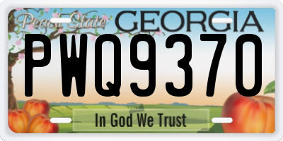 GA license plate PWQ9370
