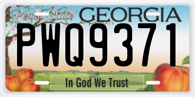 GA license plate PWQ9371