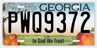 GA license plate PWQ9372