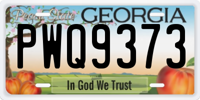 GA license plate PWQ9373