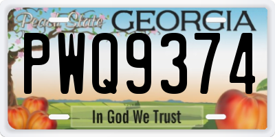 GA license plate PWQ9374