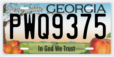 GA license plate PWQ9375