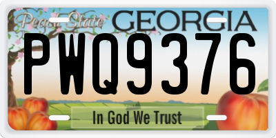 GA license plate PWQ9376