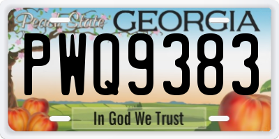 GA license plate PWQ9383