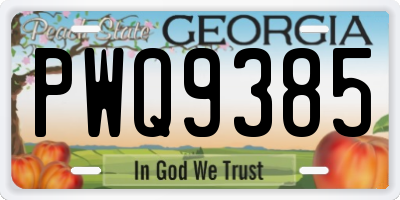 GA license plate PWQ9385