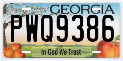 GA license plate PWQ9386