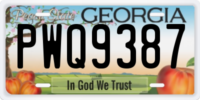 GA license plate PWQ9387