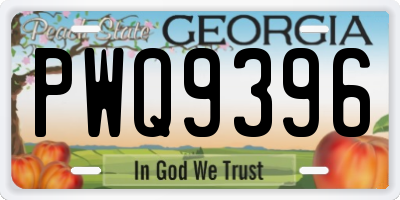 GA license plate PWQ9396