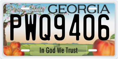 GA license plate PWQ9406