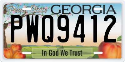 GA license plate PWQ9412
