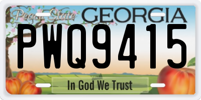 GA license plate PWQ9415