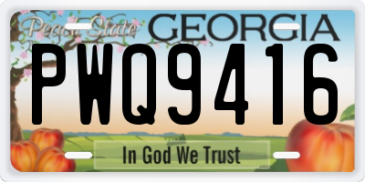 GA license plate PWQ9416