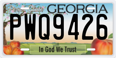 GA license plate PWQ9426