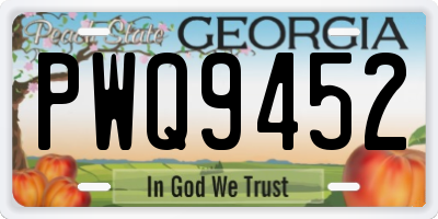 GA license plate PWQ9452