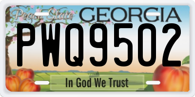 GA license plate PWQ9502