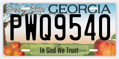 GA license plate PWQ9540