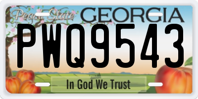 GA license plate PWQ9543
