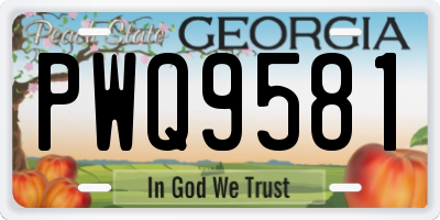 GA license plate PWQ9581