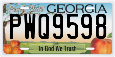 GA license plate PWQ9598