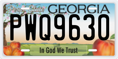 GA license plate PWQ9630