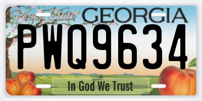 GA license plate PWQ9634