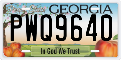 GA license plate PWQ9640
