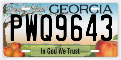 GA license plate PWQ9643