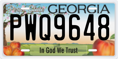 GA license plate PWQ9648