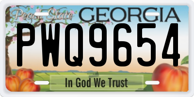 GA license plate PWQ9654