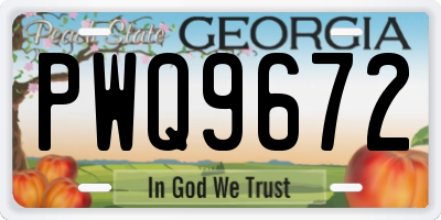 GA license plate PWQ9672