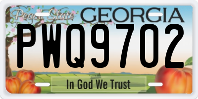 GA license plate PWQ9702