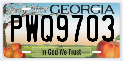 GA license plate PWQ9703